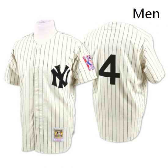 Mens Mitchell and Ness New York Yankees 4 Lou Gehrig Authentic White Throwback MLB Jersey